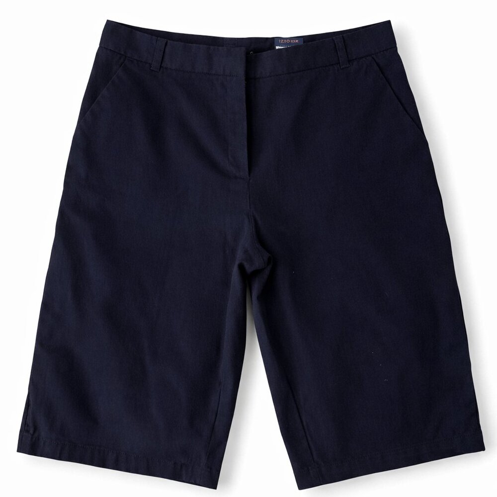 IZOD Easy Care Bermuda Shorts Navy Adjustable Waist Size 18.5